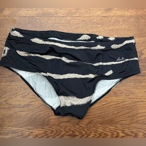 Charlie by Mathew Zink Black and Tan Patterned Sunga Cut Swim Bottoms